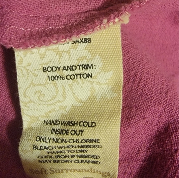 🔖👉 Soft Surroundings Top 3/4 Sleeve Tee Shirt Crochet Detail Sz 2X Hot Pink - Picture 6 of 8